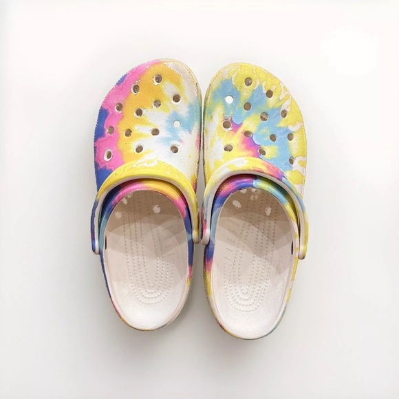 Crocs Rainbow Tie Dye Unisex Classic Original Clogs Slip On Multicolor - Picture 4 of 9